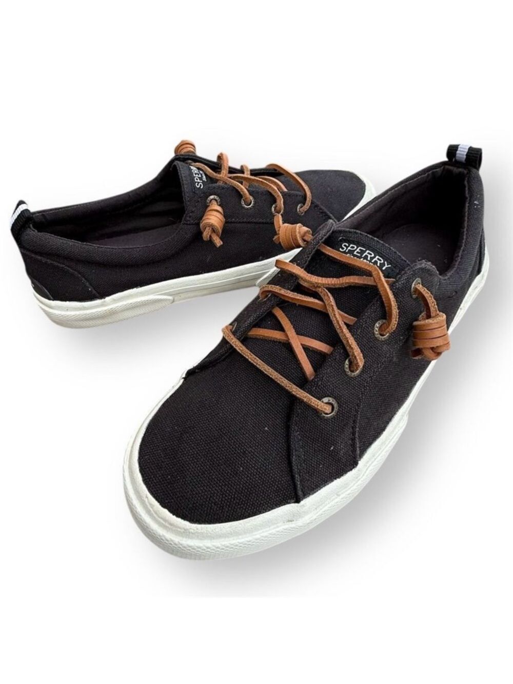Sperry Women's Pier Wave LTT Canvas Sneakers Black Size 8 Casual